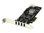PCI Express (PCIe) SuperSpeed USB 3.0-kortadapter med 4 portar och 2 dedicerade kanaler på 5 Gbps ? UASP ? SATA/LP4-ström